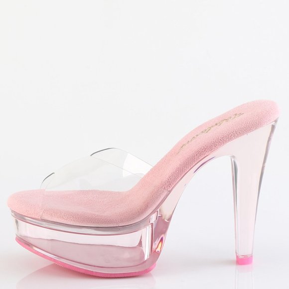 Platform Slide On Clear High Heel Shoes - Picture 3 of 5